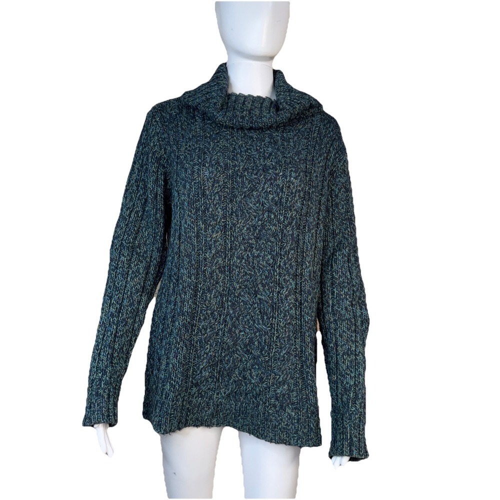OLD NAVY VTG Cable Knit‎ Turtleneck Sweater women's SZ-XL Wool,nylon,lambswool